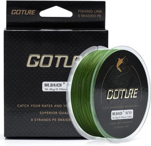 Goture X8 Braided Fishing Line - Ultra Thin Strong Sensitive Smooth and Zero Stretch Fishing Line, Super Abrasion Resistant Tournament Braided Lines - Blue, Black, Dark Green, Army Green- 20-80LB in Saudi Arabia