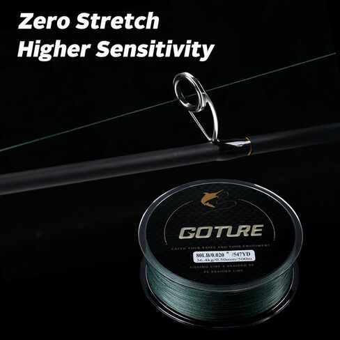 Goture X8 Braided Fishing Line - Ultra Thin Strong Sensitive Smooth and Zero Stretch Fishing Line, Super Abrasion Resistant Tournament Braided Lines - Blue, Black, Dark Green, Army Green- 20-80LB in Saudi Arabia
