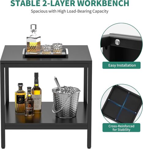 YITAHOME Commercial Ice Maker Machine with Table Stand 2-Tier Coffee Tea End Table Square Simple Style Side Table Industrial Ice Machine 100LBS/24H Ice Making 33LBS Storage Bin, 36 Ice Cubes/Cycle in Saudi Arabia