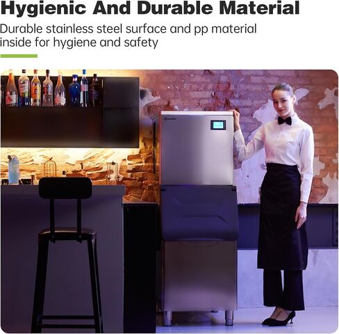 Commercial Ice Maker Machine, 400 lbs /24 h, 330 lbs Storage Bin, Industrial Ice Machine, Stainless Steel, Automatic Cleaning, Perfect for Bar/Cafe/Restaurant, with Ice Shovels in Saudi Arabia