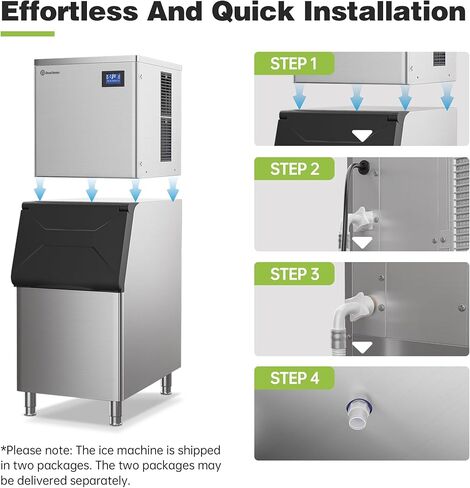 Commercial Ice Maker Machine, 400 lbs /24 h, 330 lbs Storage Bin, Industrial Ice Machine, Stainless Steel, Automatic Cleaning, Perfect for Bar/Cafe/Restaurant, with Ice Shovels in Saudi Arabia