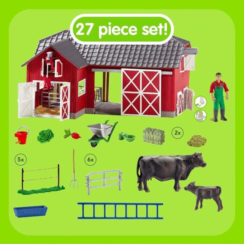 Schleich Farm World, Toys for Boys and Girls Ages 3-8, 27-Piece Playset, Large Toy Barn with Farm Accessories in Saudi Arabia