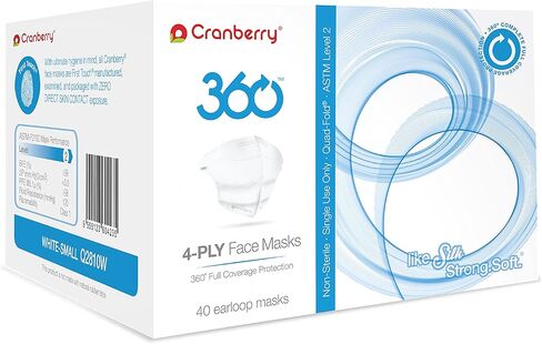 قناع الوجه التوت البري 360 إيرلوب المستوى 3، فضي، (عبوة من 320 قطعة) in Kuwait