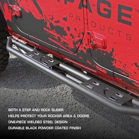 Rampage TrailCrawler Steps | Pair, Steel, Black | 88737 | Fits 2007 - 2018 Jeep Wrangler JK 4-Door in Kuwait