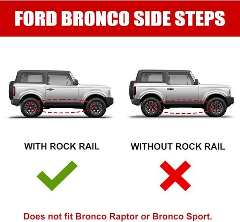 خطوات جانبية متوافقة مع ملحقات Ford Bronco 2021 2022 2023 2024 مع Rock Rail 2/4 باب أسود in Kuwait