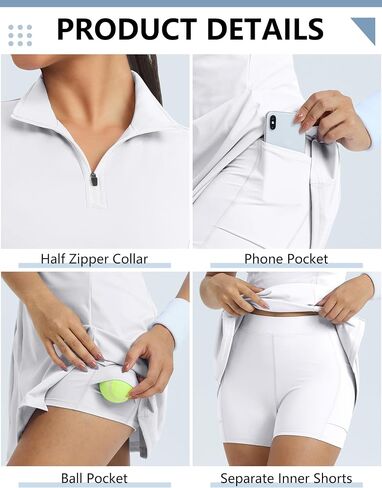 Fengbay Tennis Dresses for Women,Golf Dress with Shorts and Pockets for Athletic Dress Sleeveless Workout Dress in Saudi Arabia