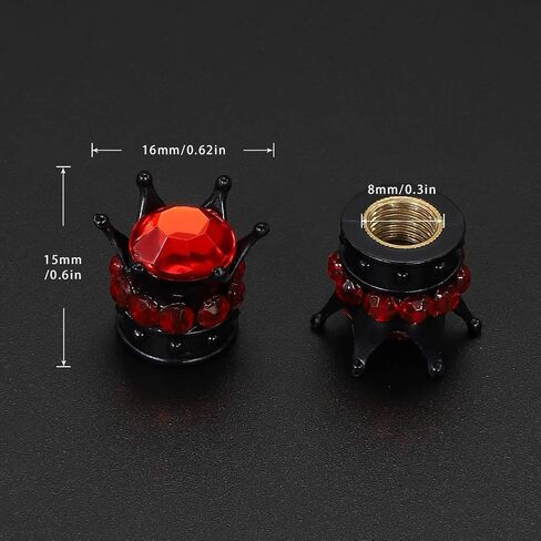 OTOSTAR Pure Handmade Bling Bling Rhinestones Tire Valve Stem Caps 4 Pack (Black/Red) in Saudi Arabia