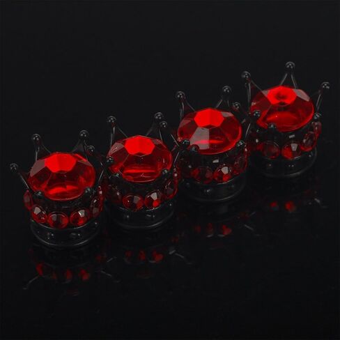 OTOSTAR Pure Handmade Bling Bling Rhinestones Tire Valve Stem Caps 4 Pack (Black/Red) in Saudi Arabia