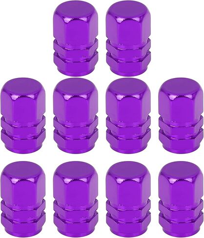 X AUTOHAUX 10pcs Purple Tire Stem Valve Caps Wheel Valve Covers Car Dustproof Hexagon Shape Aluminium Alloy Tire Cap in Saudi Arabia