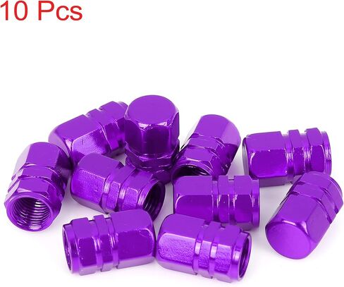 X AUTOHAUX 10pcs Purple Tire Stem Valve Caps Wheel Valve Covers Car Dustproof Hexagon Shape Aluminium Alloy Tire Cap in Saudi Arabia