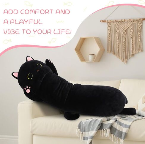 MaoGoLan Long Cat Pillow for Kids, 44'' Big Cat Stuffed Animal for Adults, Long Cat Body Pillow for Girl,Large Kitten Plush Throw Pillow Doll Big Plush Toys in Kuwait
