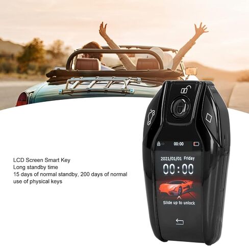 LCD Screen Smart Key, Smart Key Remote Keyless Entry with LCD Touch Screen for All Start Stop Engine Button (Black) in Saudi Arabia