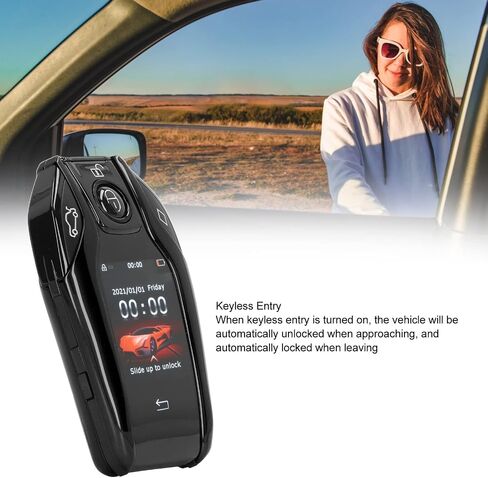 LCD Screen Smart Key, Smart Key Remote Keyless Entry with LCD Touch Screen for All Start Stop Engine Button (Black) in Saudi Arabia