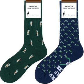 Golf Socks - Funny Golfer Novelty Cool Socks, Funky Golf Gifts for Men Birthday Christmas Gift, 2 Pairs, Size 9-13 in Saudi Arabia
