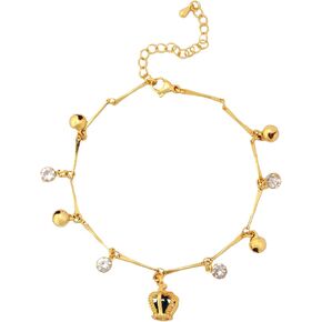 Ankle Bracelets for Women Adjustable Gold Plated Crown Anklets Bell Summer Tassel Trendy Beach Foot Chain Jewelry in Saudi Arabia