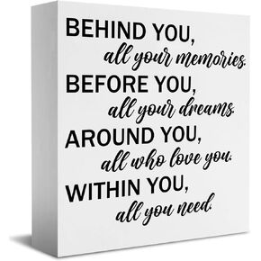 Graduation Decoration 2026, Graduation Gift for Her Him, Behind You All Your Memories Quote Wooden Box Sign Decor for Bedroom, Wall Desk Book Shelf Decor, White in Saudi Arabia
