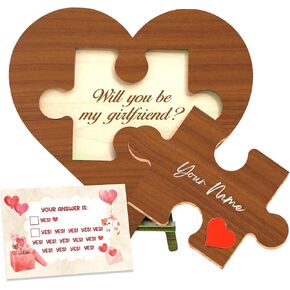 Personalize Will You Be My Girlfriend Sign with Card, Cute Gifts for Girlfriend, Wooden Heart Proposal Puzzle with Hidden Message, Be My Girlfriend Proposal Gifts Decor, Romantic Couple Gift Ideas in Saudi Arabia