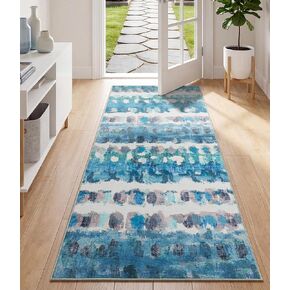 YIHOUSE Abstract Hallway Runner Rug 2x6, Machine Washable Blue Rug, Non-Slip Soft Modern Runner Rugs for Entryway, Kitchen, Bedroom in Saudi Arabia