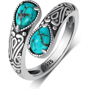 Genuine Turquoise Ring 925 Sterling Silver Spoon Ring Vintage Western Thumb Ring Turquoise Jewelry for Women in Saudi Arabia