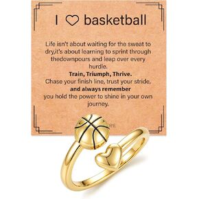 Softball Basketball Soccer Tennis Volleyball Rings for Teens Women 14k Gold Plated Adjustable Rings Non Tarnish Sport Accessories Jewelry Gift for Women in Saudi Arabia