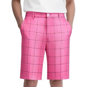 Men's Plaid Suit Shorts - Lightweight Casual Summer Flat Front Shorts for Business, Golf, Outdoor & Smart Casual Wear in Saudi Arabia