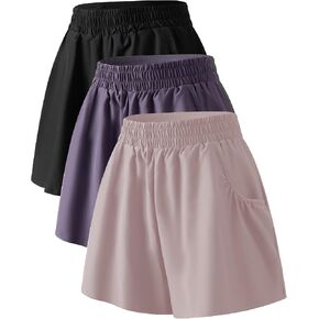TAISIM Women's High Waist Workout Shorts with Pockets&Liner-Quick Dry Athletic Shorts for Running, Gym, Hiking&Casual Wear in Saudi Arabia