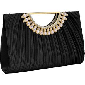 Women Clutch Purse Satin Pleated Formal Dressy Evening Bag Handbag with Chain Strap for Wedding Cocktail Prom Party in Saudi Arabia