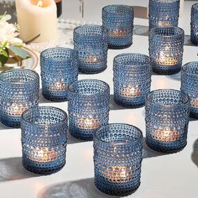36pcs Votive Candles Holders - 2x2.5in Blue Vintage Glass Votives Tealight Candle Holders for Table Centerpieces, Tea Light Candle Holder Decor for Wedding Bridal Shower Party in Saudi Arabia