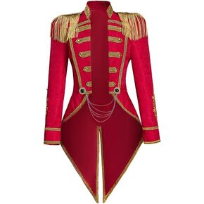 Women's Circus Ringmaster Costume Jacket Coat Victorian Red Tassel Tailcoat Halloween Military Uniform in Saudi Arabia