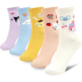 Sanrio Character Ankle Socks, White Cotton Blend, 5 Pairs with Hello Kitty and Friends Design Collection in Saudi Arabia