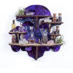 Crystal Display Shelf for Witchy Mushroom Decor, Gothic Altar Shelf for Crystals, Rocks, Gemstones & Essential Oils, 5 Compartment Wall Shelf & Spiritual Gifts in Saudi Arabia