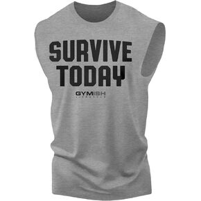 Survive Today Graphic Fitness Tank, Sleeveless Bodybuilding Athletic Tank Top in Kuwait