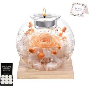 Champagne Forever Flowers Scented Candle in Glass Dome-Long Lasting Aroma Home Decor | Unique Birthday Gift for Women, Mom, Girlfriend, Wife | Ideal for Mother's Day, Valentine's Day, Christmas in Saudi Arabia