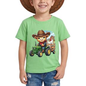 Toddler Boy Western Cow T-Shirt - Little Kids Cowboy Short Sleeve Shirts Funny Farm Graphic Tops Tractor Summer Tee in Saudi Arabia