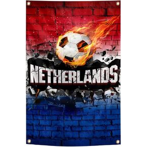 Netherlands Flag Backdrop Football Tapestry 2x3 Feet Wall Hanging Soccer Decor for Living Room Office Club Sports Activities Party Indoor and Outdoor Decor in Kuwait