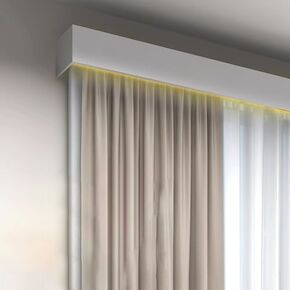 5.1m Ceiling-Mounted Curtain Track System with Valance & Support Stop - Perfect for Home & Bathroom Décor, Easy Installation, Smooth Gliding, Durable & Stylish Design in Kuwait