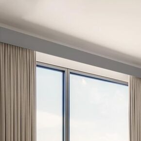Extra-Long Gray Window Cassette Panel - 3.6m (11.8ft) Wall-Mounted Curtain Track with Valance for Bedroom, Living Room, Office - Chic & Versatile Home Decor Solution in Kuwait