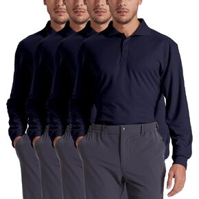 4 Pack Men's Polo Shirts Long Sleeve Golf Shirts UPF 50+ Sun Protection Quick Dry Lightweight for Office Casual Travel Hiking in Saudi Arabia