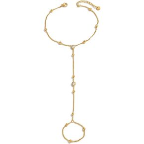 Toe Anklets Gold Plated Toe Ring Anklets for Women Dainty CZ Beads Toe Chain Minimalist Bracelet Foot Jewelry Beach Barefoot Sandals Fashion Foot Chain in Saudi Arabia