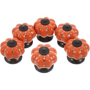 Ceramic Pumpkin Cabinet Knobs 6pcs Set Vintage Pumpkin-Shaped Drawer Pulls Porcelain Handles for ’ Room Bedroom Kitchen Closet Dresser in Saudi Arabia