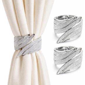 Curtain Tiebacks 2 Pack Curtain Ties Elegant Sparkling Rhinestone Leaf Curtain Tiebacks Premium Gold Alloy Spring Curtain Clips for Modern Luxury French Nordic Home Decor Curtain Holdbacks(Sliver 2) in Saudi Arabia