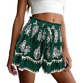Women's Flowy Shorts Summer 2026 Beach Vacation Ruffle Shorts Casual Wide Leg Dressy High Waisted Bottoms in Saudi Arabia