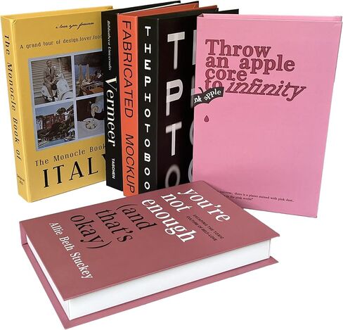 كتب وهمية مزخرفة لديكور المنزل - مجموعة من 6 قطع ديكور رف كتب طاولة القهوة العتيقة، مجموعة كتب صناعية فاخرة للأرفف وجمالية غرفة المعيشة (لون عميق) in Kuwait