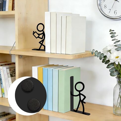 Metal Bookends Decorative Unique - Book Ends for Kids Books, Bookend for Book Lovers Gift Idea, Metal Bookends Decorative Book Ends for Shelves Bookshelf Bookcase Desk Office Home Decor (4 Pack) in Saudi Arabia
