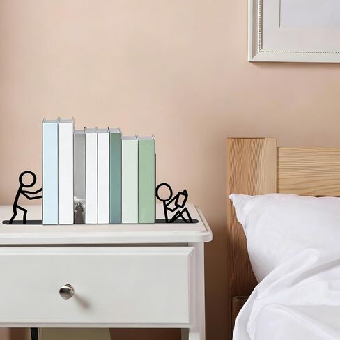 Metal Bookends Decorative Unique - Book Ends for Kids Books, Bookend for Book Lovers Gift Idea, Metal Bookends Decorative Book Ends for Shelves Bookshelf Bookcase Desk Office Home Decor (4 Pack) in Saudi Arabia
