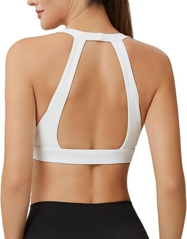 Women's Open Back Sports Bra Padded Yoga Crop Top Light Support Racerback Workout Tank for Gym Fitness and Activewear in Saudi Arabia
