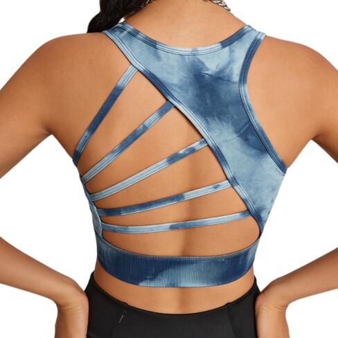Womens' Sports Bra Longline Wirefree Padded with Medium Support Workout Bra,Sweat-Wicking Stretchy Workout Bra in Saudi Arabia