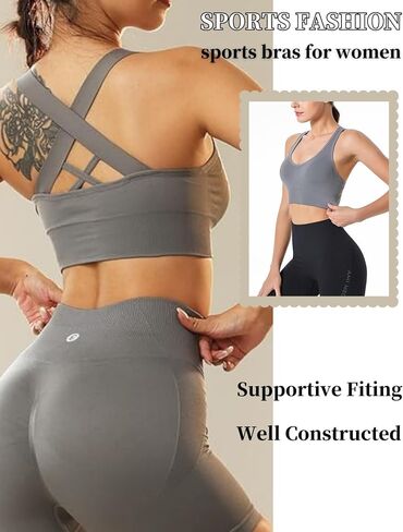 Sports Bra for Women, High Support Criss-Cross Back Padded Strappy Push up in Saudi Arabia