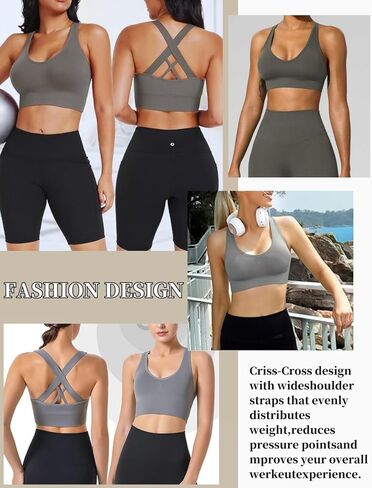 Sports Bra for Women, High Support Criss-Cross Back Padded Strappy Push up in Saudi Arabia