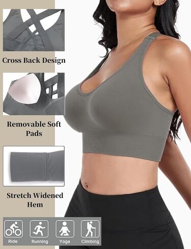 Sports Bra for Women, High Support Criss-Cross Back Padded Strappy Push up in Saudi Arabia